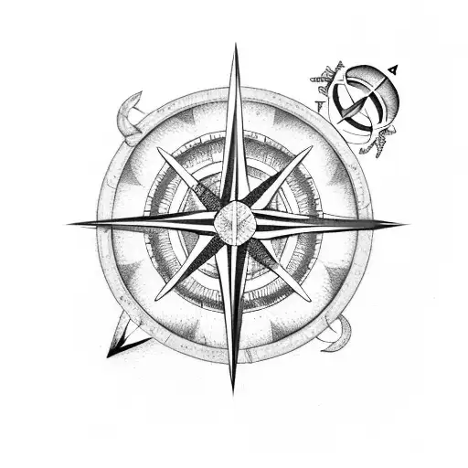 Dotwork An Ocean With A Compass Rose Tattoo Idea  BlackInk
