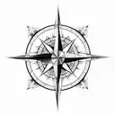 a compass rose with a japenese wave tattoo design idea