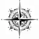 a compass rose with a japenese wave tattoo design idea