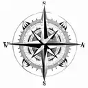 a compass rose with a japenese wave tattoo design idea