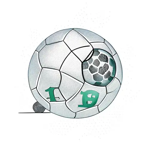 A new-school tattoo of a money tree growing in the middle of a soccer field, with dollar bill leaves and soccer balls as fruits, representing the client's passions for both money and soccer. tattoo design idea