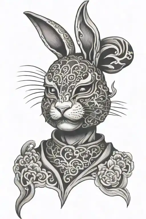 Japanese rabbit mask tattoo design idea