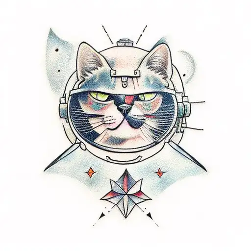 Cat space traveller  tattoo design idea