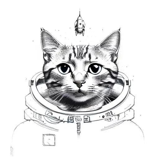 Cat space traveller  tattoo design idea