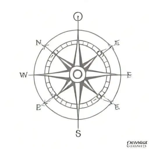 compass, penny tattoo design idea