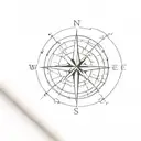 compass, penny tattoo design idea