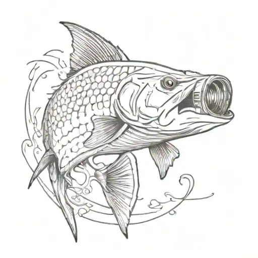 tarpon biting a insta360 camera tattoo design idea
