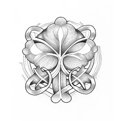 shamrock with initials WB, KB, KR, WB, BB tattoo design idea