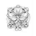 shamrock with initials WB, KB, KR, WB, BB tattoo design idea