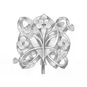 shamrock with initials WB, KB, KR, WB, BB tattoo design idea