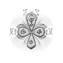 shamrock with initials WB, KB, KR, WB, BB tattoo design idea