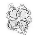 shamrock with initials WB, KB, KR, WB, BB tattoo design idea