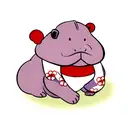 baby hippo , Ukiyo-e , cute, with a Japanese style background  tattoo design idea