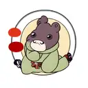 baby hippo , Ukiyo-e , cute, with a Japanese style background  tattoo design idea