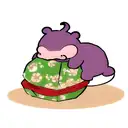 baby hippo , Ukiyo-e , cute, with a Japanese style background  tattoo design idea