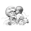 granny and grandson tattoo design idea