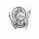 granny and grandson tattoo design idea