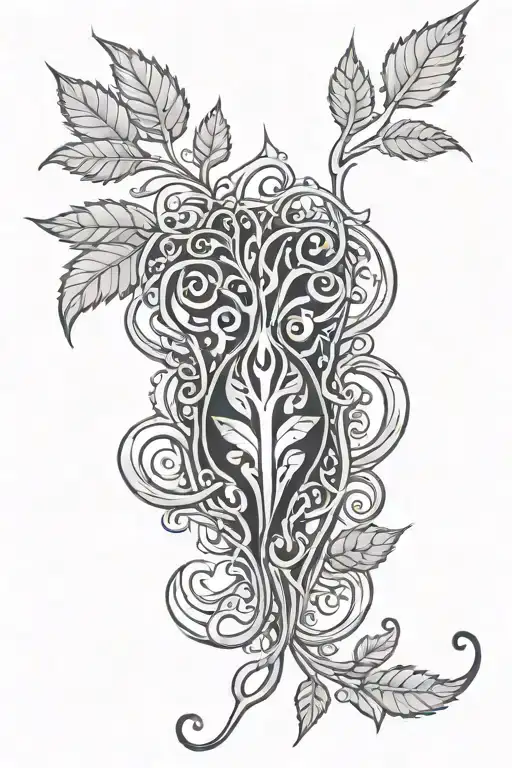 rectangular tattoo with ayahuasca leaves and vines in a alex grey psychedelic style  tattoo design idea