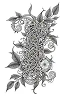 tattoo design with ayahuasca vines and willow leaves in an alex grey style  tattoo design idea