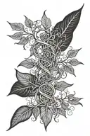 tattoo design with ayahuasca vines and willow leaves in an alex grey style  tattoo design idea