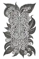 rectangular tattoo with ayahuasca leaves and vines in a alex grey psychedelic style  tattoo design idea