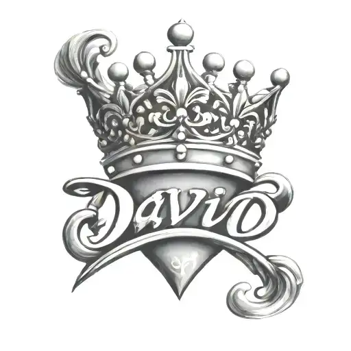 the name david cursive writing and a kings crown for a female neck  symbol love  tattoo design idea
