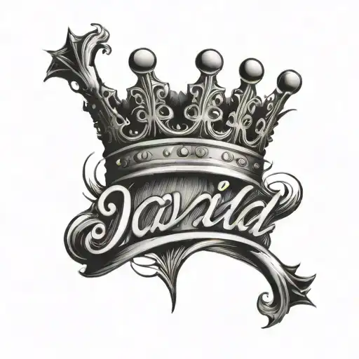 the name david cursive writing and a kings crown for a female neck  symbol love  tattoo design idea