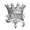 the name david cursive writing and a kings crown for a female neck  symbol love  tattoo design idea