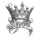 the name david cursive writing and a kings crown for a female neck  symbol love  tattoo design idea