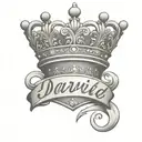 the name david cursive writing and a kings crown for a female neck  symbol love  tattoo design idea