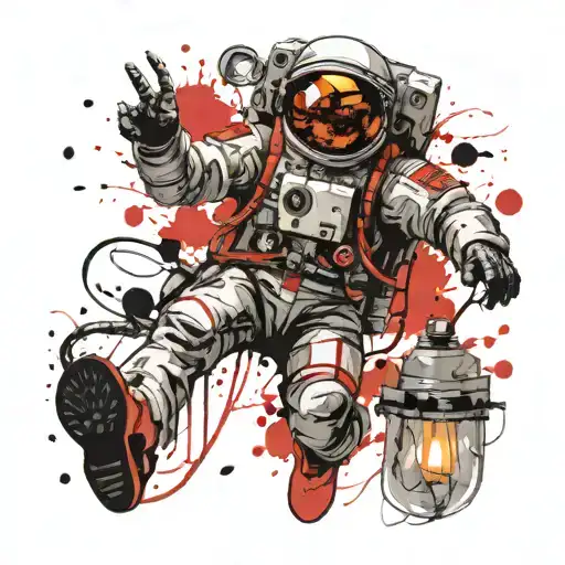 astronaut emerging from light bulb tattoo design idea