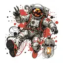 astronaut emerging from light bulb tattoo design idea