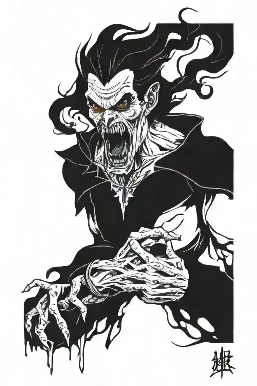 A kind and loving person who has been injured becomes a very nervous person with the power of vampires, werewolves tattoo design idea