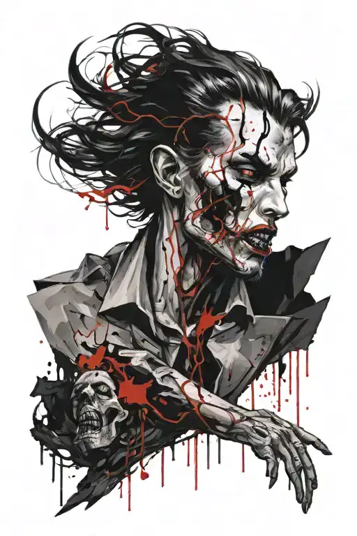 A kind and loving person who has been injured becomes a very nervous person with the power of vampires, werewolves  tattoo design idea