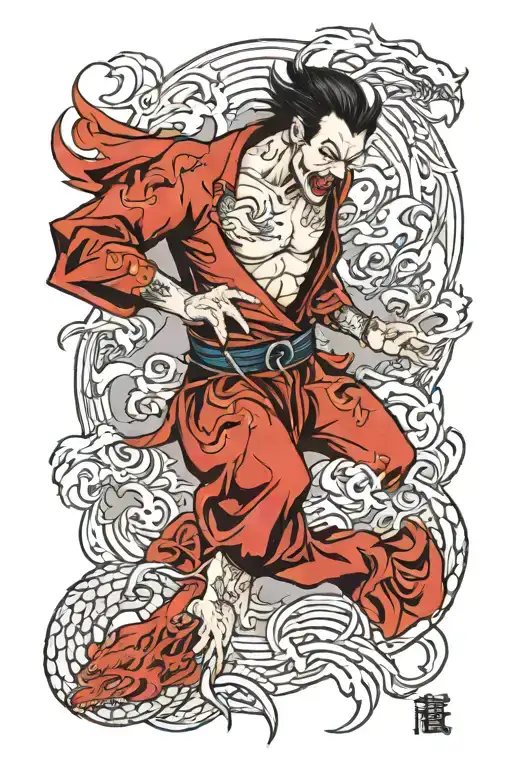 A kind and loving person who has been injured becomes a very nervous person with the power of vampires, werewolves tattoo design idea