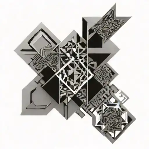 An abstract geometric pattern inspired by the client's favorite mathematical theorem or equation, incorporating elements of symmetry and precision, reflecting the beauty of mathematical principles tattoo design idea