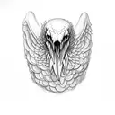 a creature that would be the jabberwocky but with raven wings and the head would be a raven skull tattoo design idea