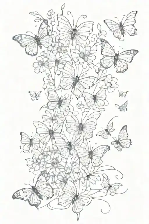 qoute 'enjoy the butterflys' with fliwers and butterflys around it   tattoo design idea