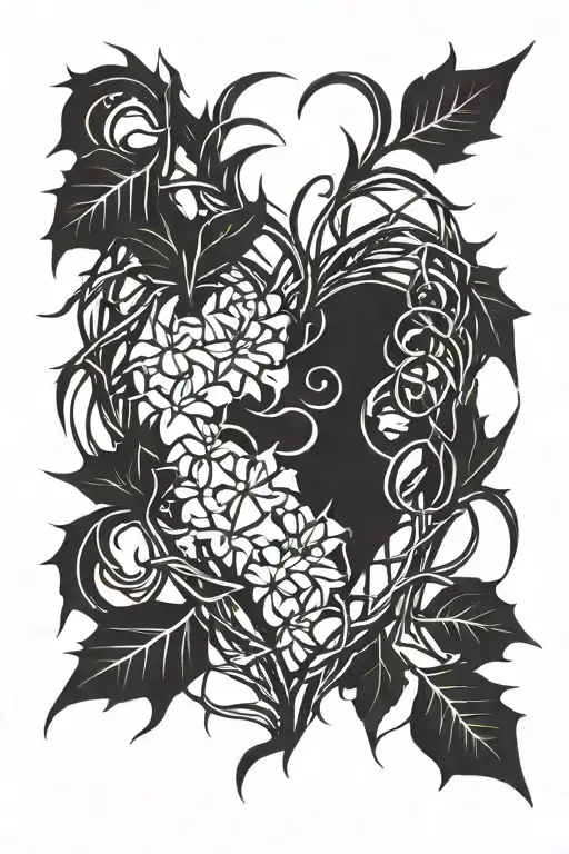 heart frame made of thorns tattoo design idea