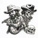 waylon jennings and hank williams jr and skeletons tattoo design idea