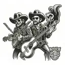 waylon jennings and hank williams jr and skeletons tattoo design idea
