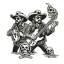 waylon jennings and hank williams jr and skeletons tattoo design idea