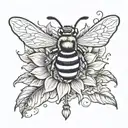 bee sunflower clock tattoo design idea
