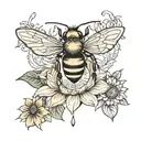 bee sunflower clock tattoo design idea