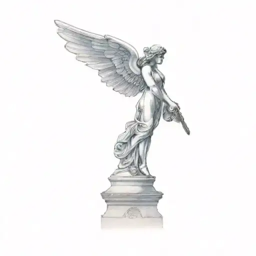 a statue of an angel tattoo design idea