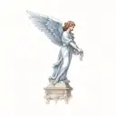 a statue of an angel tattoo design idea
