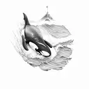 Orca whale jumping out of water tattoo design idea
