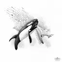 Orca whale jumping out of water tattoo design idea