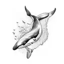 Orca whale jumping out of water tattoo design idea