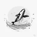Orca whale jumping out of water tattoo design idea